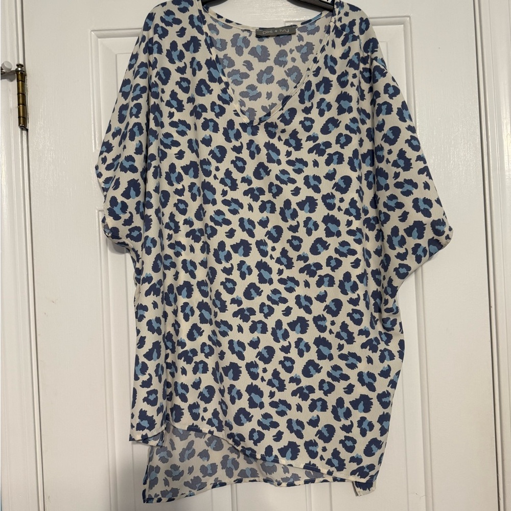 Blue Leopard Print Women's Top